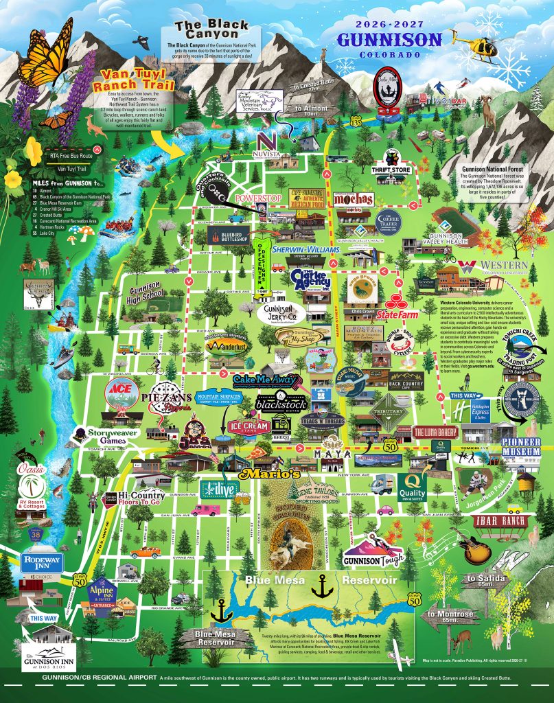 2026-2027 Gunnison Colorado Cartoon Map